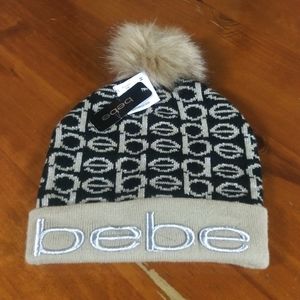 BEBE | NWT Cute Monogrammed Pom-Pom Hat